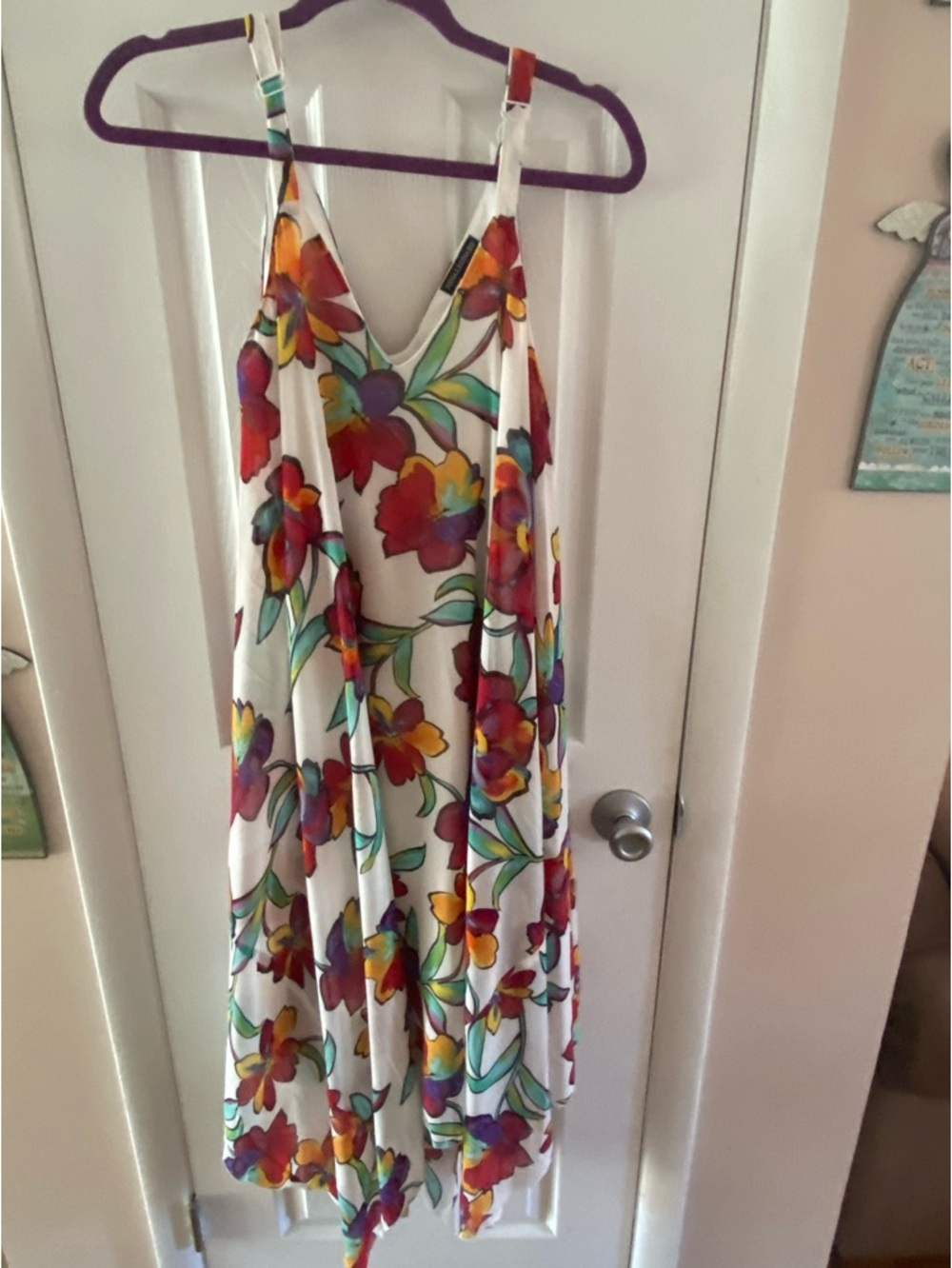 Nina Leonard White Floral Sundress with Multicolor Blooms